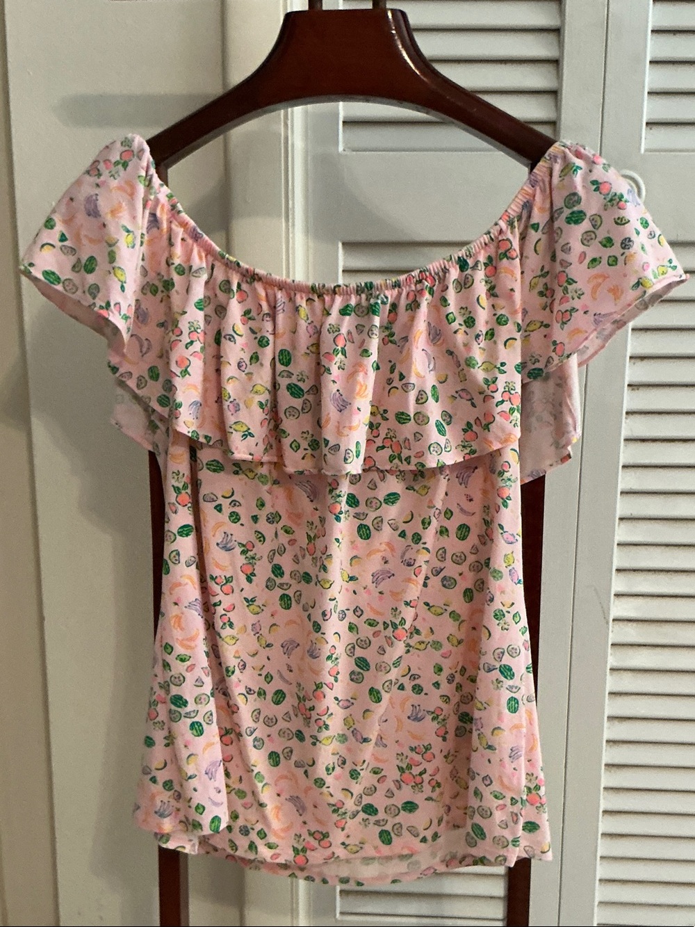 Lilly Pulitzer Pink Floral Off-Shoulder Ruffle Tunic Top